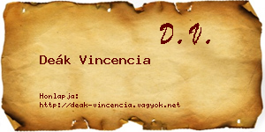 Deák Vincencia névjegykártya