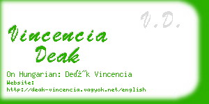 vincencia deak business card